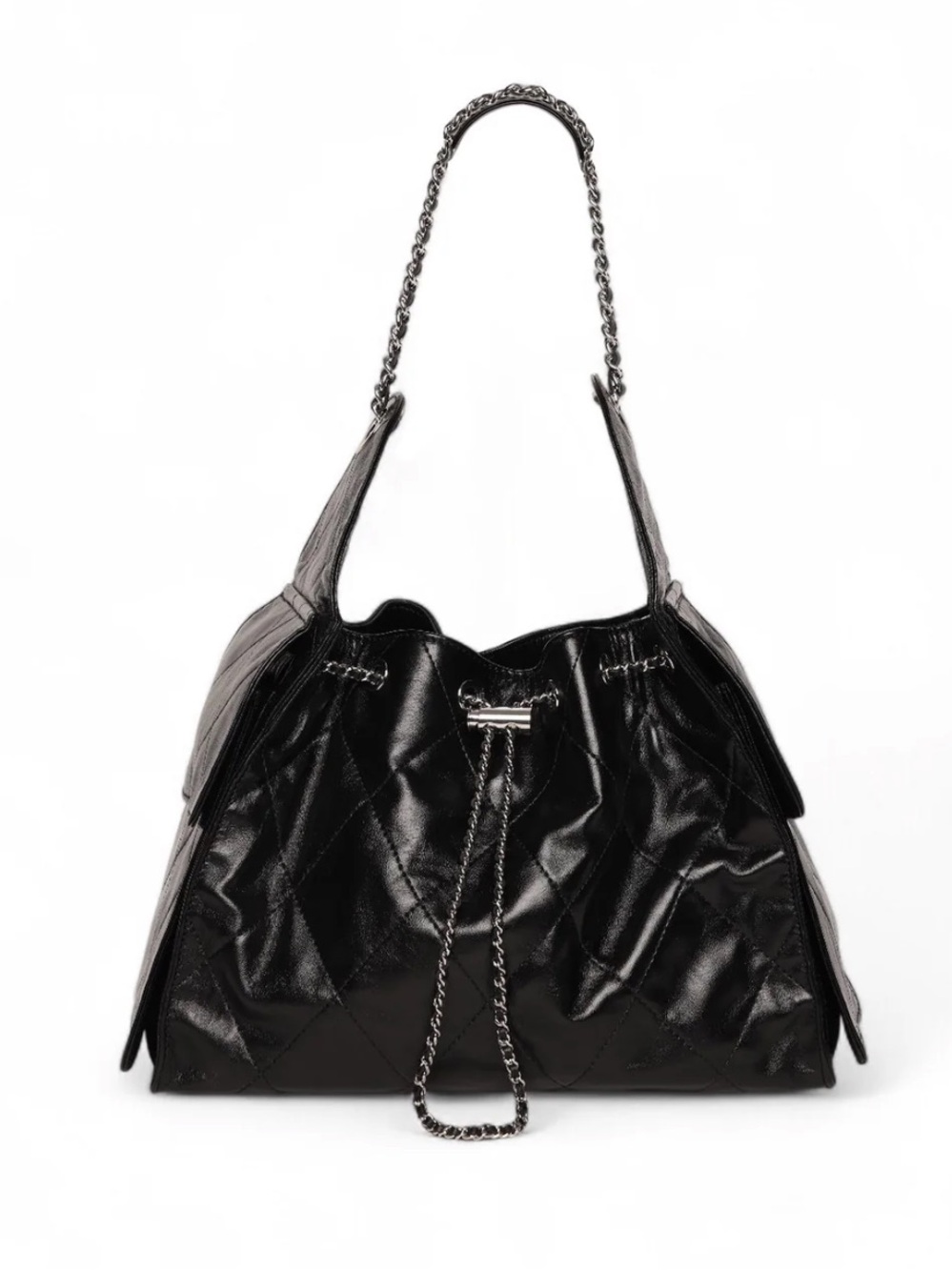 NWT Walter Baker Black Valeria Quilted Bucket Shoulder Bag Chanel 25 Handbag